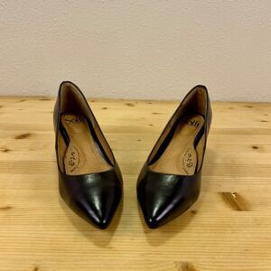 Sofft Black Leather Kitten Heel Pumps Size 8.5M Pointed Toe Comfort Classic